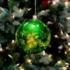 Shop Large Glass Light Up Green Ball Christmas Accents