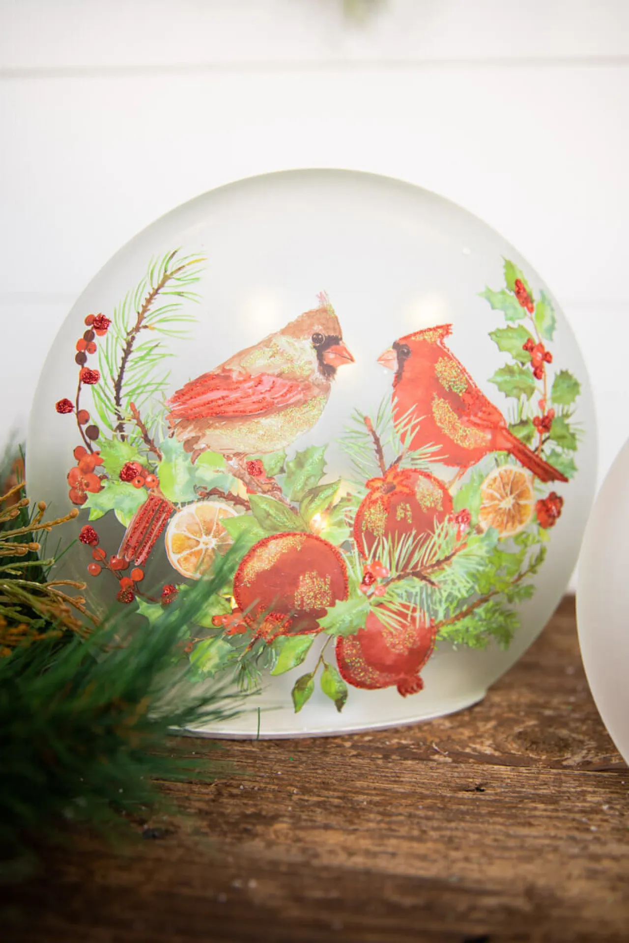Hot Lighted Glass Disc - Set Of 2 Christmas Accents