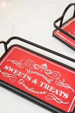 Shop Metal & Wood Engraved Holiday Trays - Set Of 2 Christmas Accents