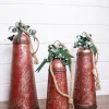Hot Metal Holiday Bells With Bow & Jute Hanger - Set Of 3 Christmas Accents