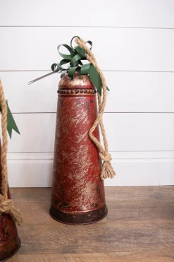 Hot Metal Holiday Bells With Bow & Jute Hanger - Set Of 3 Christmas Accents