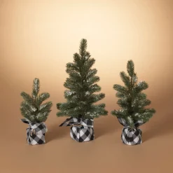 Store Pine Tree With Plaid Fabric - Small Christmas Accents