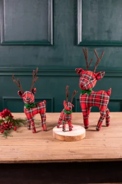 Cheap Plush Plaid Reindeer - Set Of 3 Christmas Accents