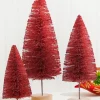 Cheap Red Bottle Brush Tree - Set Of 3 Christmas Accents