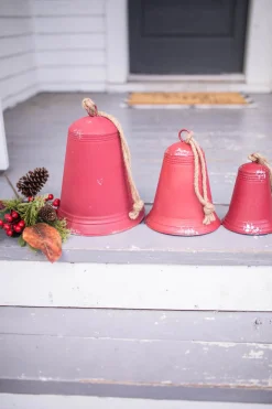 Cheap Red Tin Bells - Set Of 3 Christmas Accents