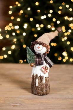 Cheap Resin Burlap Hat Snowman Christmas Accents