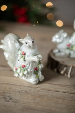 Online Resin Holly Berry Squirrel Figurine Christmas Accents