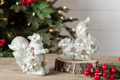 Online Resin Holly Berry Squirrel Figurine Christmas Accents