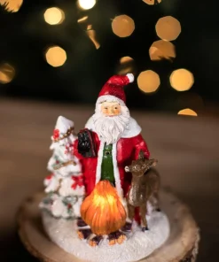 Store Resin Light Up Santa Mantle Scene Christmas Accents