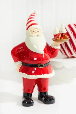 Online Resin Santa W/Dessert Plate - Red White Christmas Accents