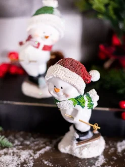 Best Sale Resin Skiing Snowman Christmas Accents