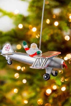 Fashion Santa's Biplane Tree Topper Christmas Accents