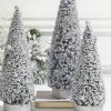 Fashion Silver Bottle Brush Trees - Set Of 3 Christmas Accents