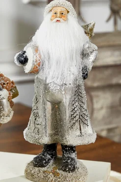 Cheap Small Resin Silver Snow Santa Figurine Christmas Accents