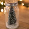 Cheap Vintage Bottle Brush Tree In Jar With Snow Christmas Accents
