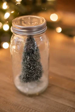 Cheap Vintage Bottle Brush Tree In Jar With Snow Christmas Accents